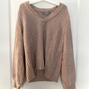 Pink chenille v neck sweater